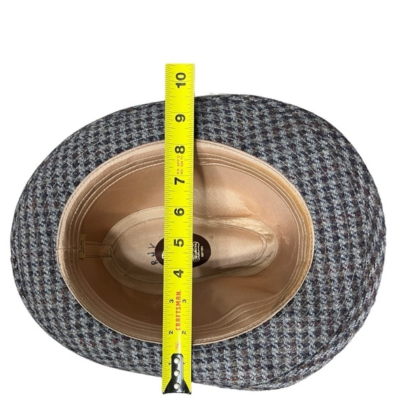 Vintage Pedigree Fifth Avenue New York Fedora Wool Hat L Large Gray Houndstooth - Picture 10 of 13